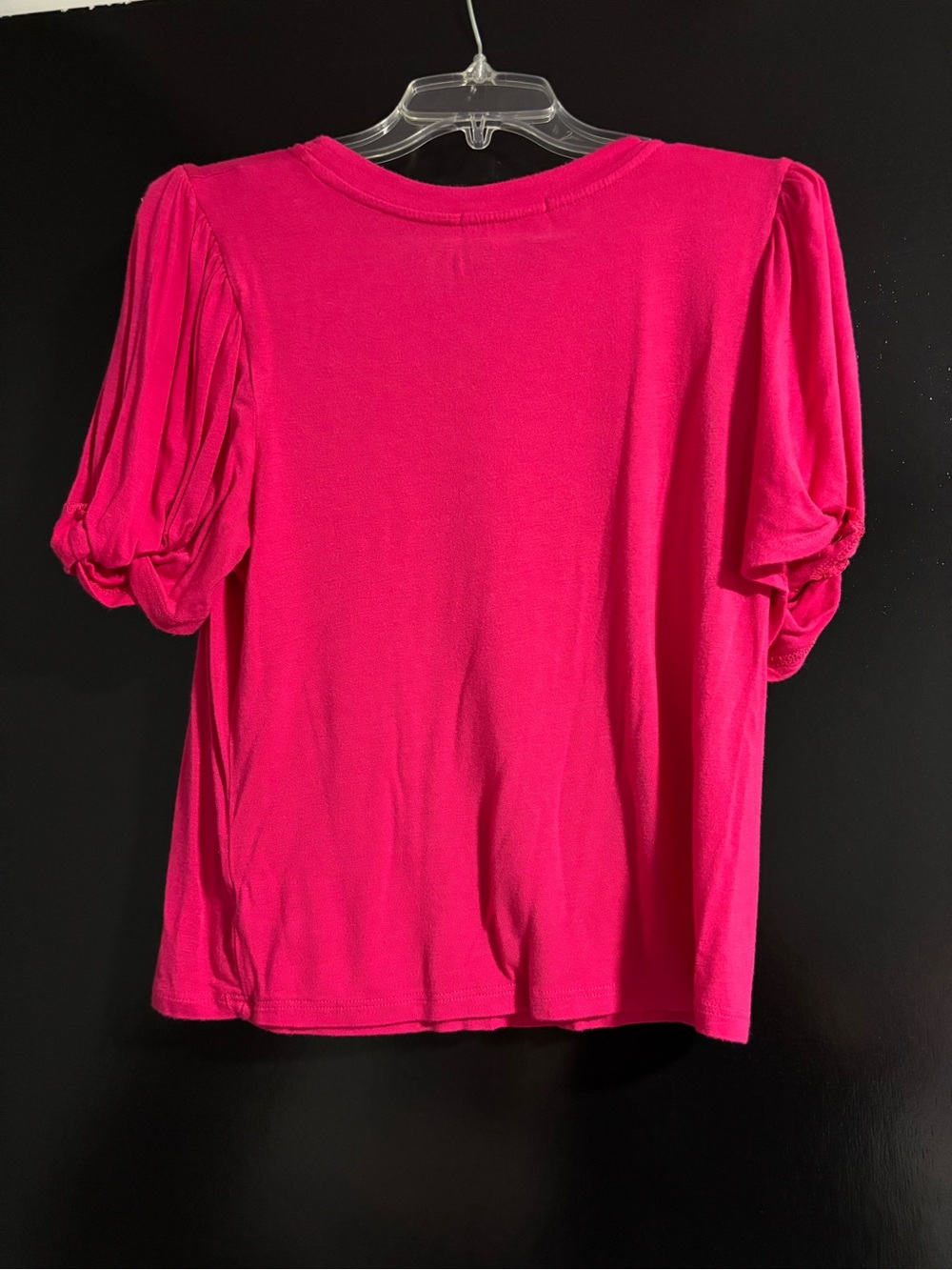 Puff-Sleeve Crewneck Tee in Bright Fuchsia